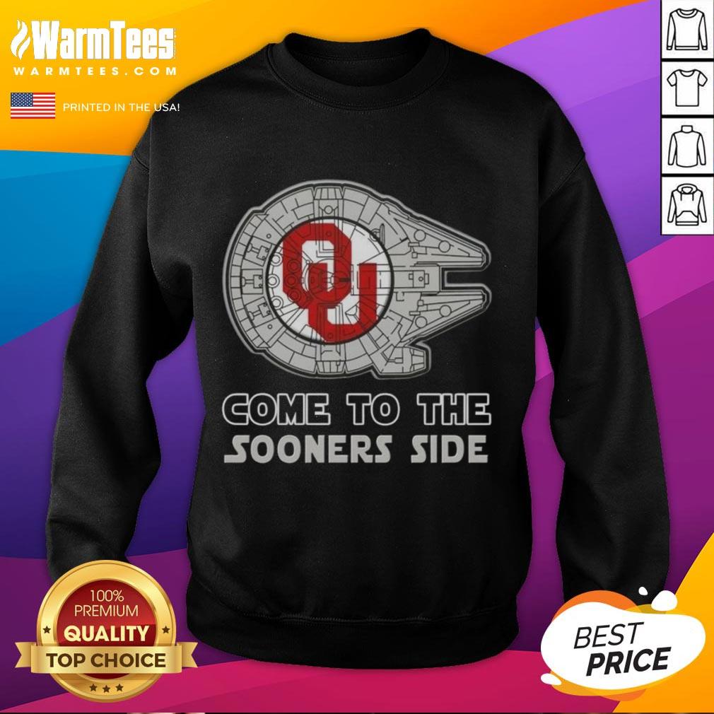 Top Star Wars Come to the Oklahoma Sooners Side Sweatshirt featuring vibrant design and team colors, perfect for fans.