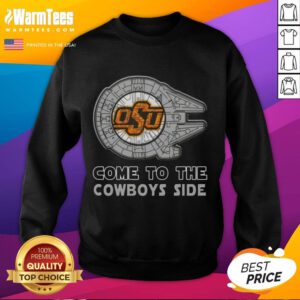 Top Star Wars Come to the Oklahoma State Cowboys side sweatshirt featuring iconic characters in vibrant colors.