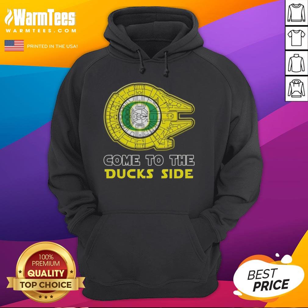 Top Star Wars Come To The Oregon Ducks Side Hoodie featuring iconic Star Wars graphics and Oregon Ducks colors.
