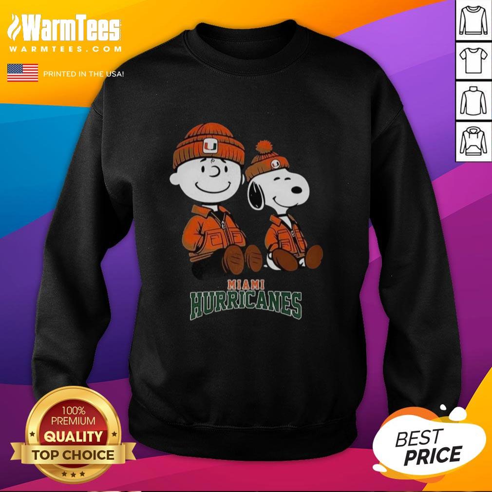 Awesome Charlie Brown and Snoopy Miami Hurricanes sweatshirt featuring a colorful design for fans.