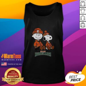 Awesome Charlie Brown and Snoopy Miami Hurricanes tank top featuring vibrant graphics and a fun design.