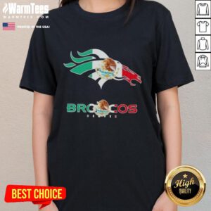 Awesome Denver Broncos football tee featuring a Mexican flag logo, perfect for fans and stylish women.