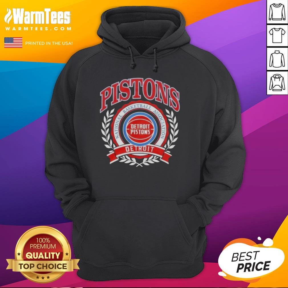Awesome Detroit Pistons National Basketball Association Crest Hoodie featuring bold team colors and logo design.