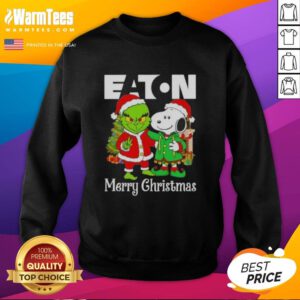 Alt Text: Awesome Eaton Corporation X Grinch and Snoopy Merry Christmas sweatshirt featuring festive designs for holiday cheer.