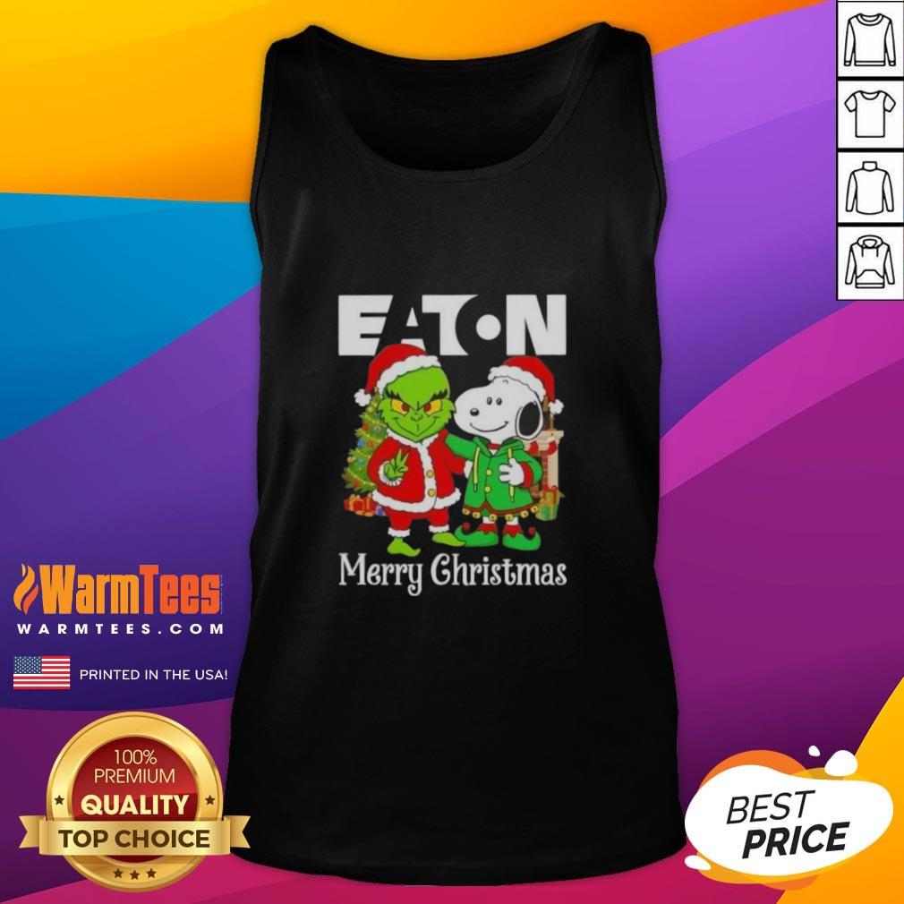 Awesome Eaton Corporation X Grinch and Snoopy Merry Christmas tank top featuring festive graphics for holiday cheer.