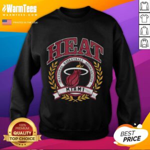 Alt Text: Retro Miami Heat sweatshirt featuring the NBA logo and laurel wreath design, perfect for basketball fans.