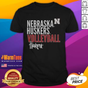 Awesome Nebraska Huskers Volleyball text logo overlay T-shirt showcasing team spirit and athletic style for fans.