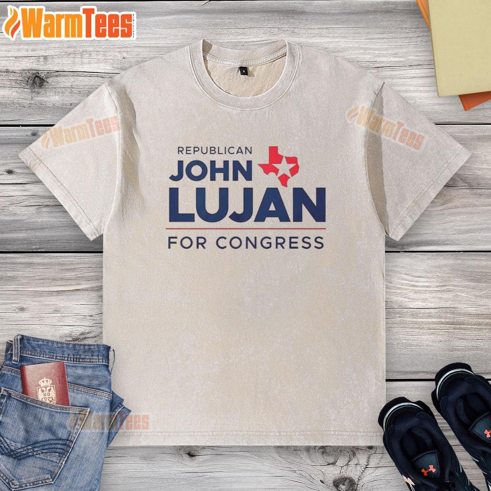 Awesome Republican John Lujan for Congress 2026 washed t-shirt featuring campaign logo and vibrant design.