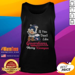 Awesome Santa Claus tank top featuring 'If You Don't Like Cleveland Guardians, Merry Kiss My Ass Christmas' design.