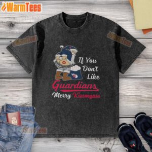 Awesome Santa Claus graphic on a Merry Kiss My Ass Christmas t-shirt for Cleveland Guardians fans.