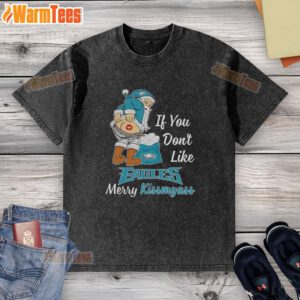Awesome Santa Claus graphic on a washed T-shirt, perfect for Philadelphia Eagles fans who love humorous holiday attire.