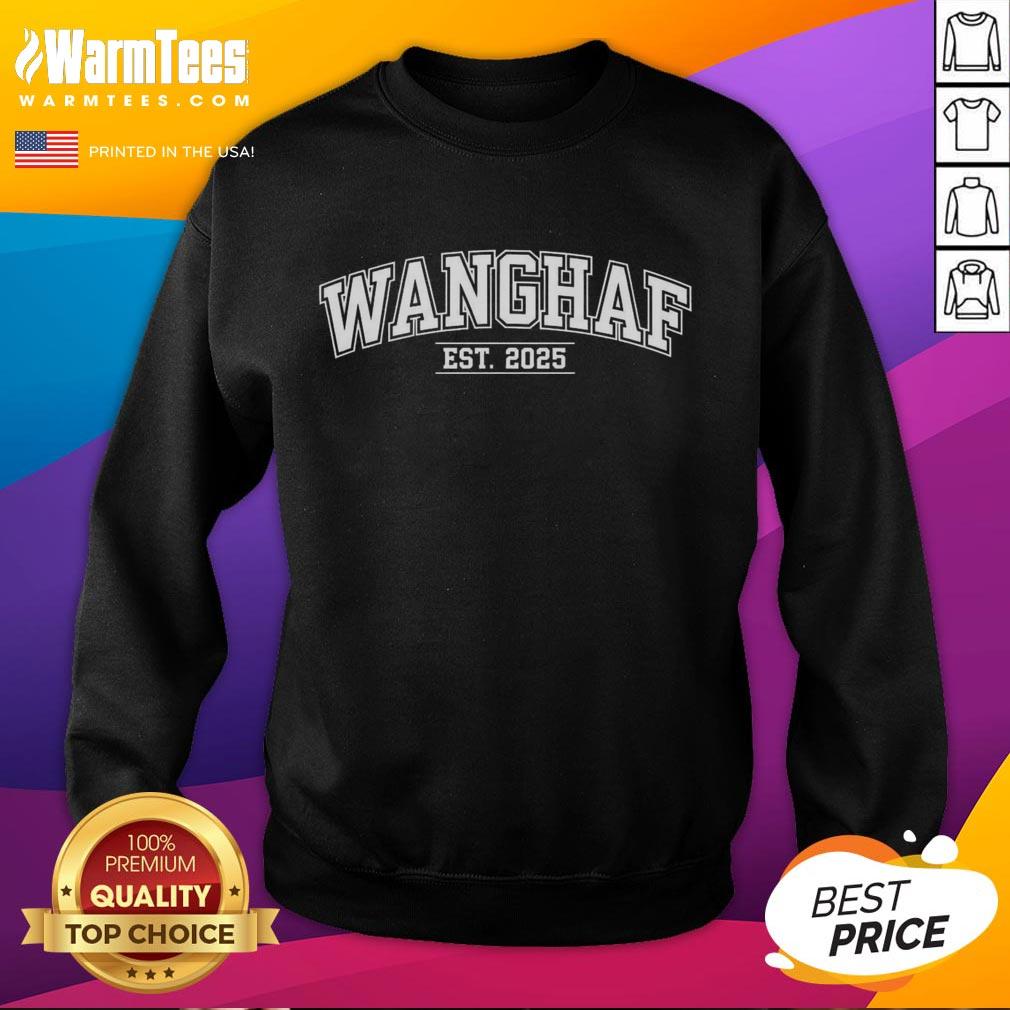 Awesome Wanghaf Est 2025 meme vintage university sweatshirt in stylish design, perfect for casual wear and college fans.
