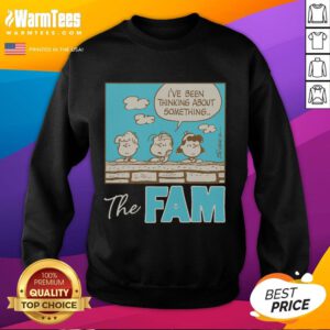 Cute Peanuts sweatshirt featuring 'The Fam I've Been Thinking About' design, perfect for cozy casual wear.