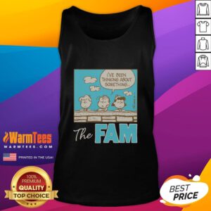 Cute Peanuts tank top featuring 'The Fam I've Been Thinking About' design, perfect for casual summer wear.