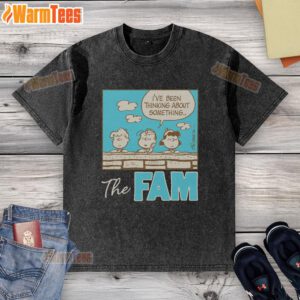 Cute Peanuts washed t-shirt featuring The Fam I've Been Thinking About design, perfect for casual wear.