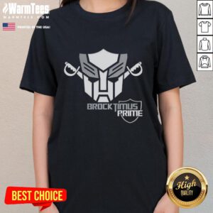 Good Brocktimus Prime Transformers logo on a stylish ladies tee, perfect for fans of the iconic franchise.