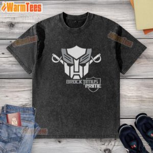 Good Brocktimus Prime Transformers logo washed t-shirt featuring vibrant graphics and a comfortable fit for fans.