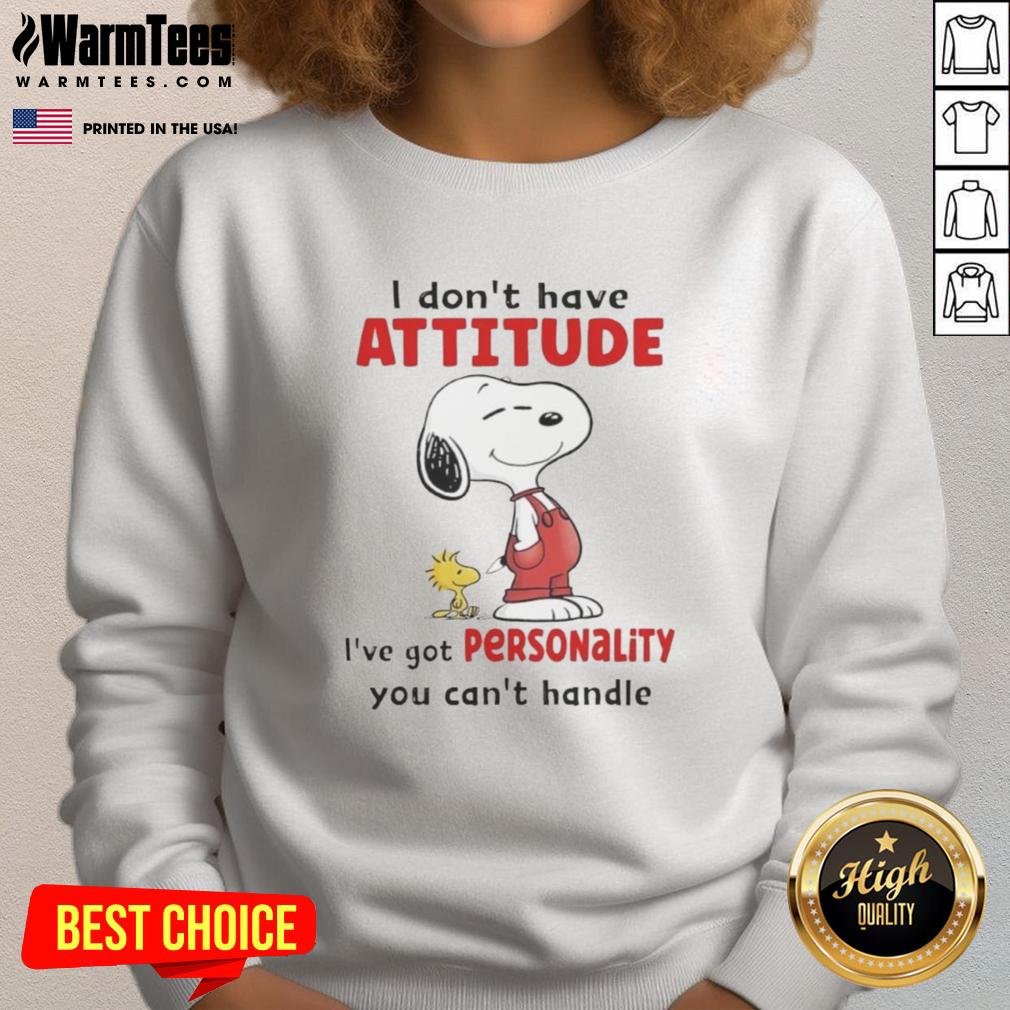 Good Grinch sweatshirt with text: 'I don't have attitude, I've got personality you can't handle' in festive colors.