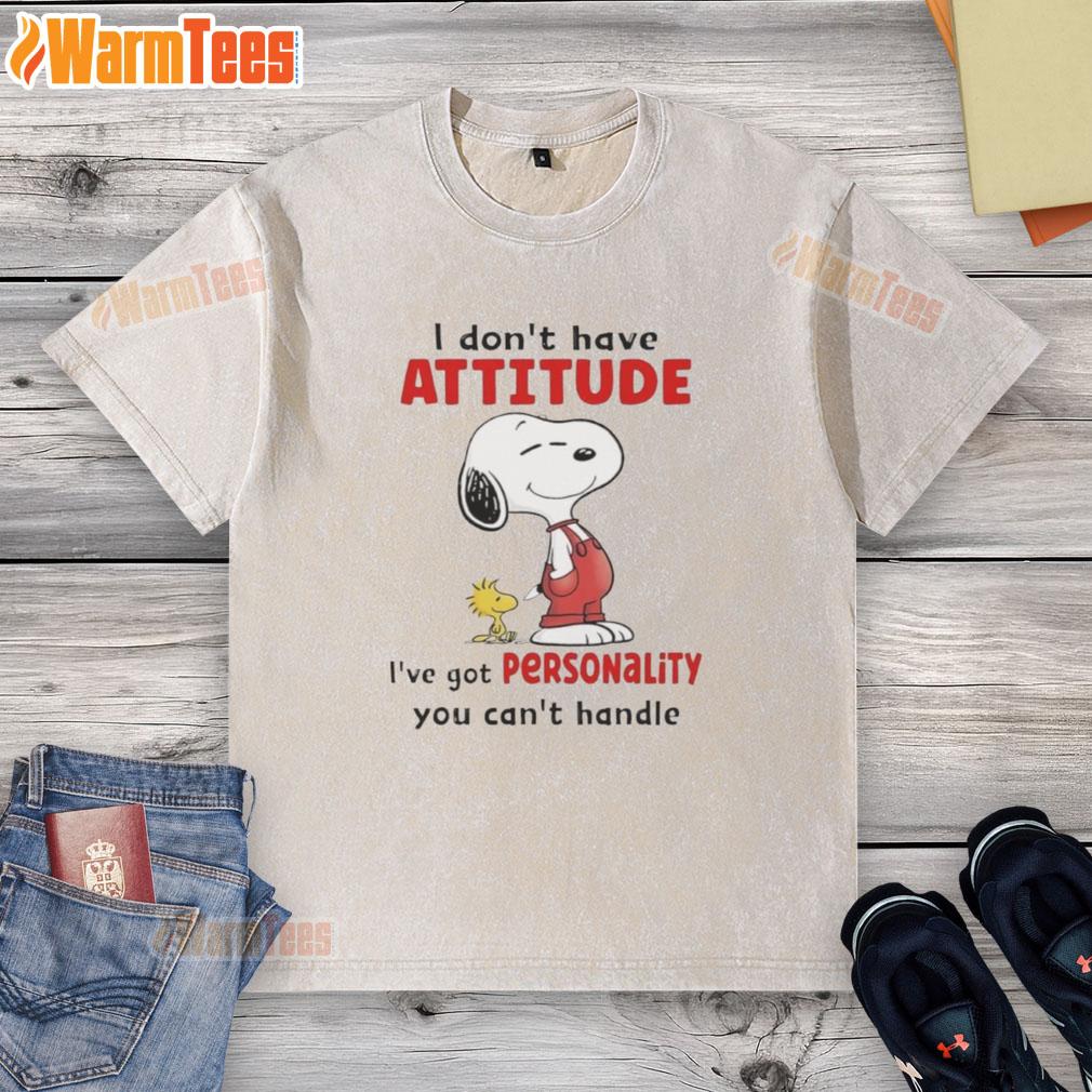 Good Grinch I Don't Have Attitude, I've Got Personality You Can't Handle washed t-shirt design featuring a playful Grinch graphic.