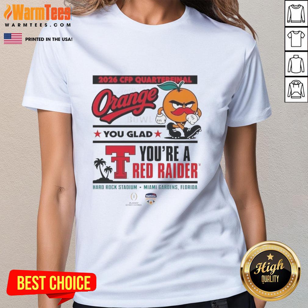Stylish Texas Tech Red Raiders ladies tee for the 2025 CFP Capital One Orange Bowl, showcasing team pride and spirit.