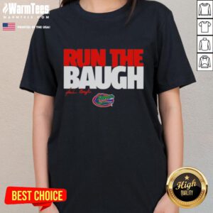 Jaden Baugh running during a Florida Gators football game, wearing the Baugh Signature ladies tee.
