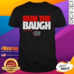 Alt Text: Jaden Baugh running in a Nice Florida Gators Football t-shirt featuring the Baugh Signature design.