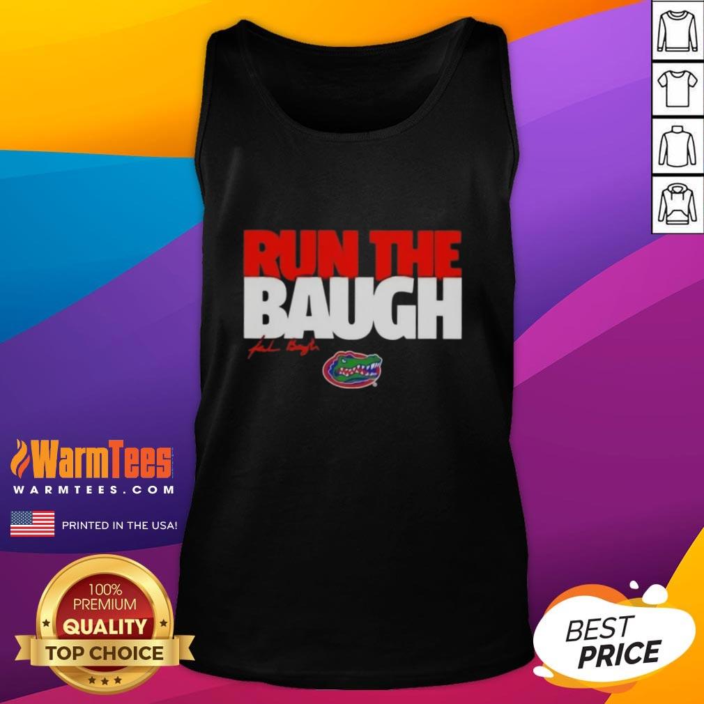 Jaden Baugh showcasing the Nice Florida Gators football tank top during a run, highlighting team spirit and style.