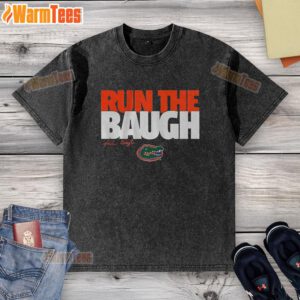 Jadan Baugh running in a Nice Florida Gators 'The Baugh Washed' T-shirt, showcasing team spirit and athleticism.