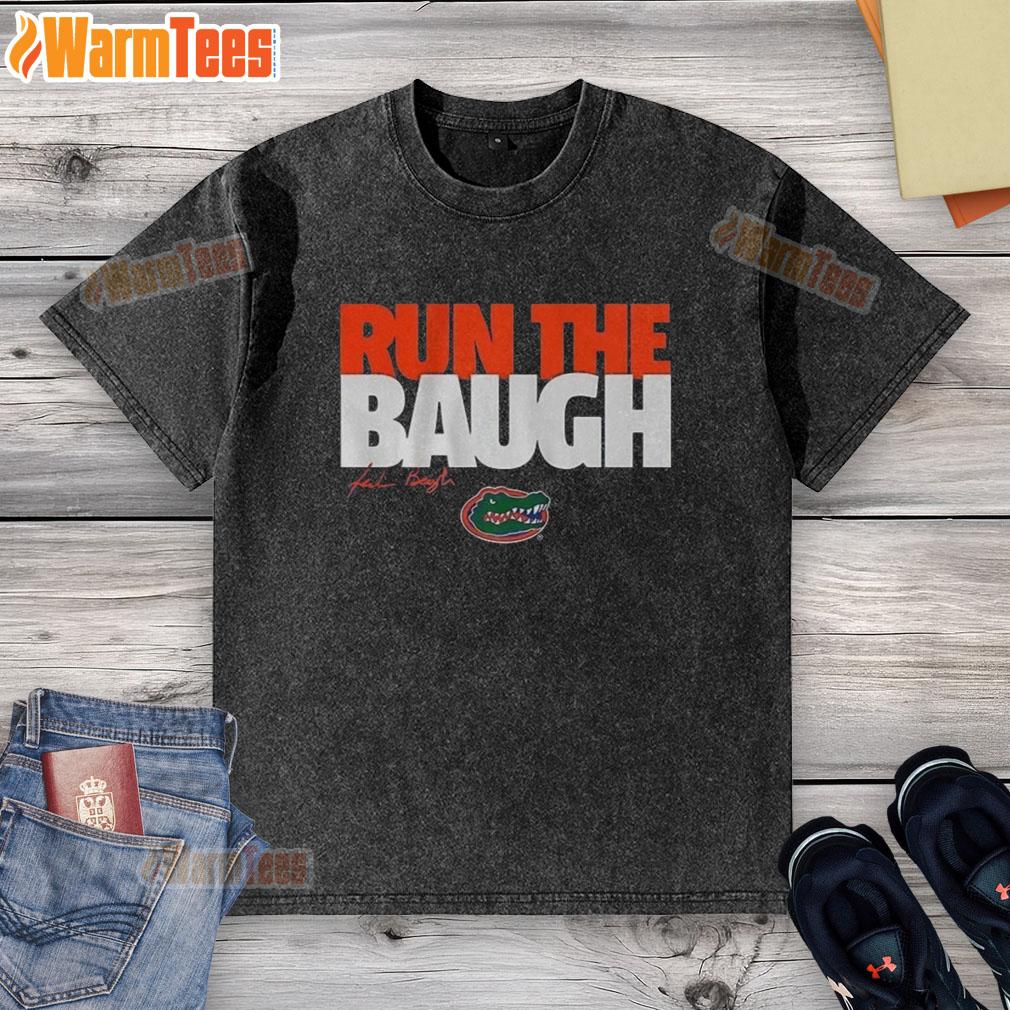 Jadan Baugh running in a Nice Florida Gators 'The Baugh Washed' T-shirt, showcasing team spirit and athleticism.