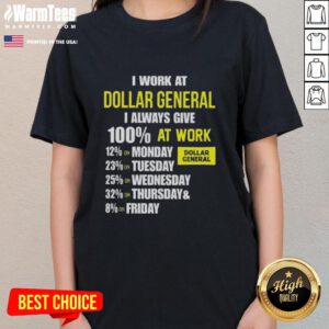 Nice I Work At Dollar General Ladies Tee showcasing dedication and hard work in a stylish design.