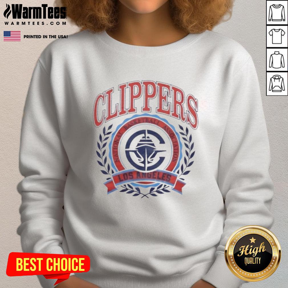 Alt Text: Los Angeles Clippers sweatshirt featuring the NBA crest, perfect for fans of the National Basketball Association.