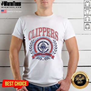 Alt Text: Los Angeles Clippers NBA crest t-shirt featuring vibrant team colors and logo, perfect for basketball fans.