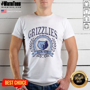 Alt Text: Men's Nice Memphis Grizzlies NBA Crest T-Shirt featuring team logo and colors, perfect for basketball fans.