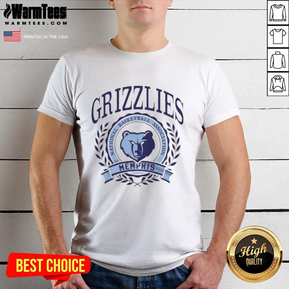 Alt Text: Men's Nice Memphis Grizzlies NBA Crest T-Shirt featuring team logo and colors, perfect for basketball fans.