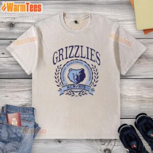 Men's Nice Memphis Grizzlies National Basketball Association Crest Washed T-Shirt in navy blue, featuring team's logo.