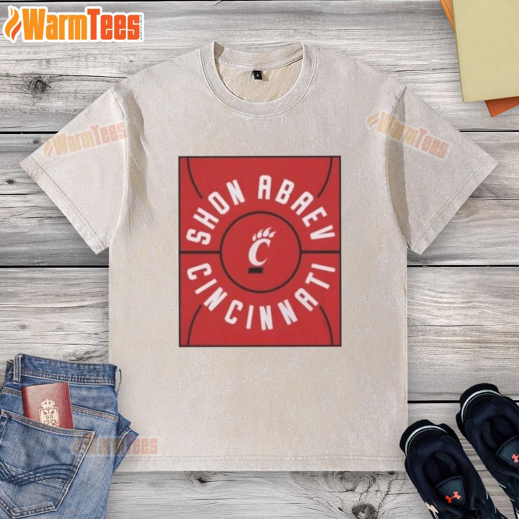 Nice Shon Abaev Full Court Cincinnati Bearcats Basketball washed t-shirt, featuring team logo and stylish design.
