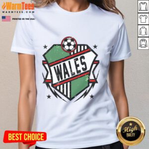 Ladies' soccer tee featuring Nice Wales design, perfect for fans supporting their team in Qatar.