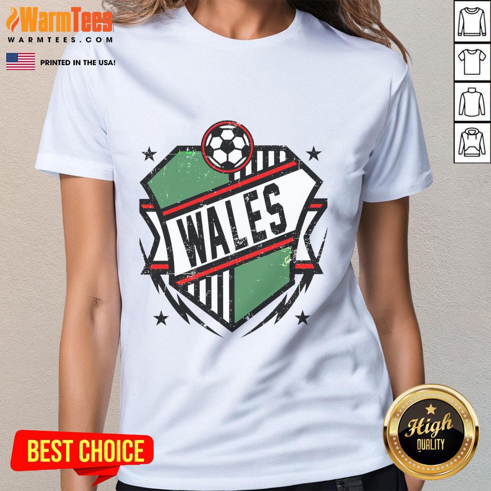 Ladies' soccer tee featuring Nice Wales design, perfect for fans supporting their team in Qatar.