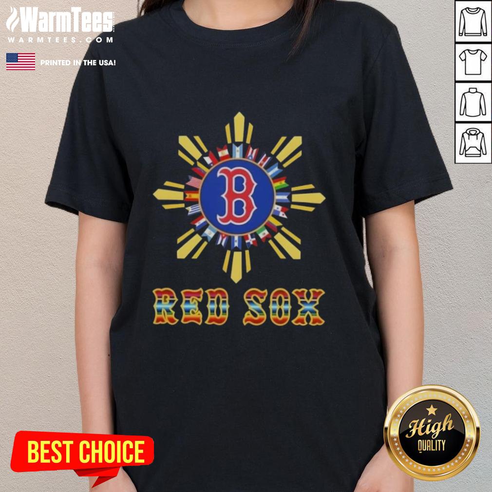 Official 2025 Boston Red Sox Baseball X Hispanic ladies tee in vibrant colors, perfect for fans and casual wear.