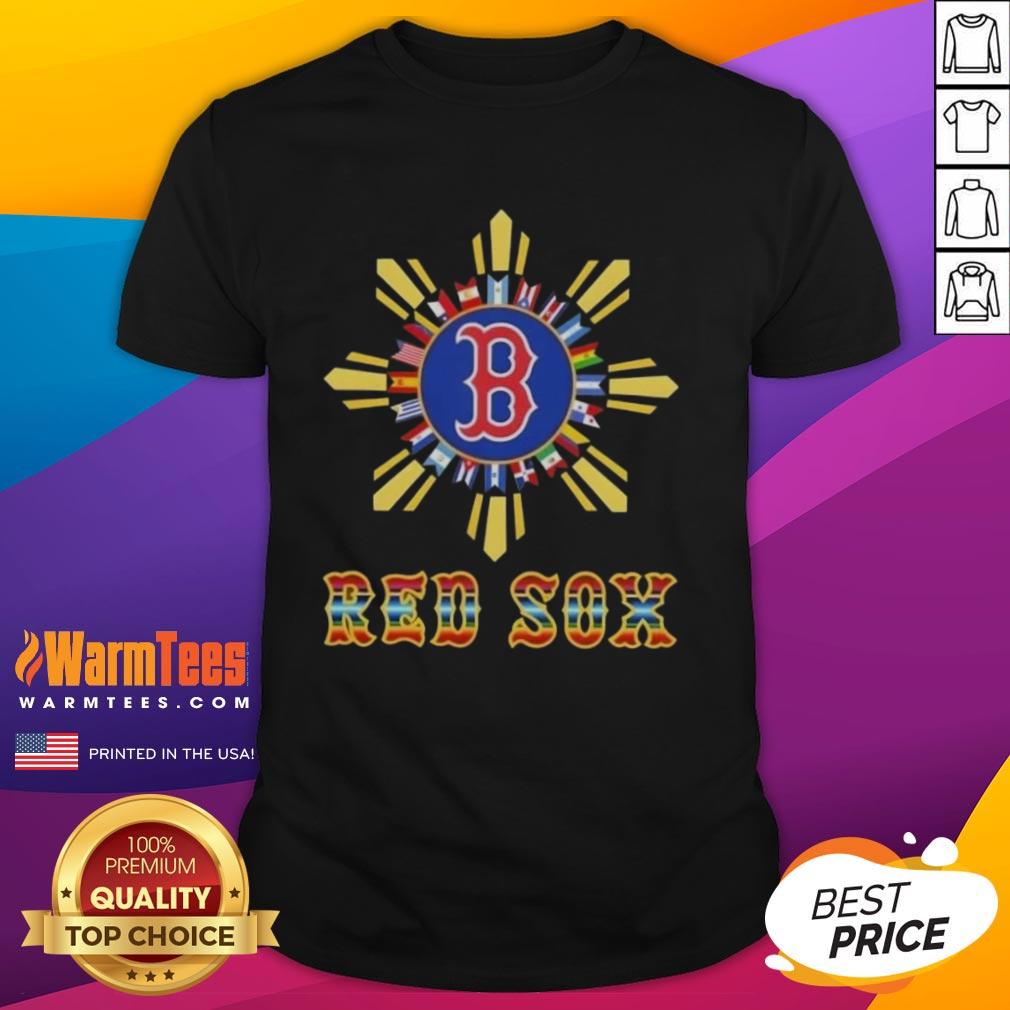 Official 2025 Boston Red Sox Baseball X Hispanic T-Shirt featuring vibrant graphics and team colors, perfect for fans.