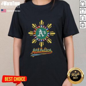 Alt Text: Official 2025 Oakland Athletics Baseball X Hispanic Ladies Tee featuring vibrant team colors and stylish design.