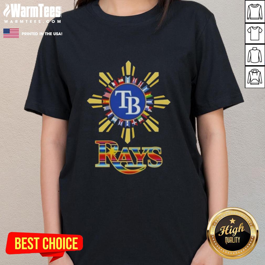 Official 2025 Tampa Bay Rays Baseball x Hispanic Ladies Tee featuring vibrant team colors and stylish design for fans.