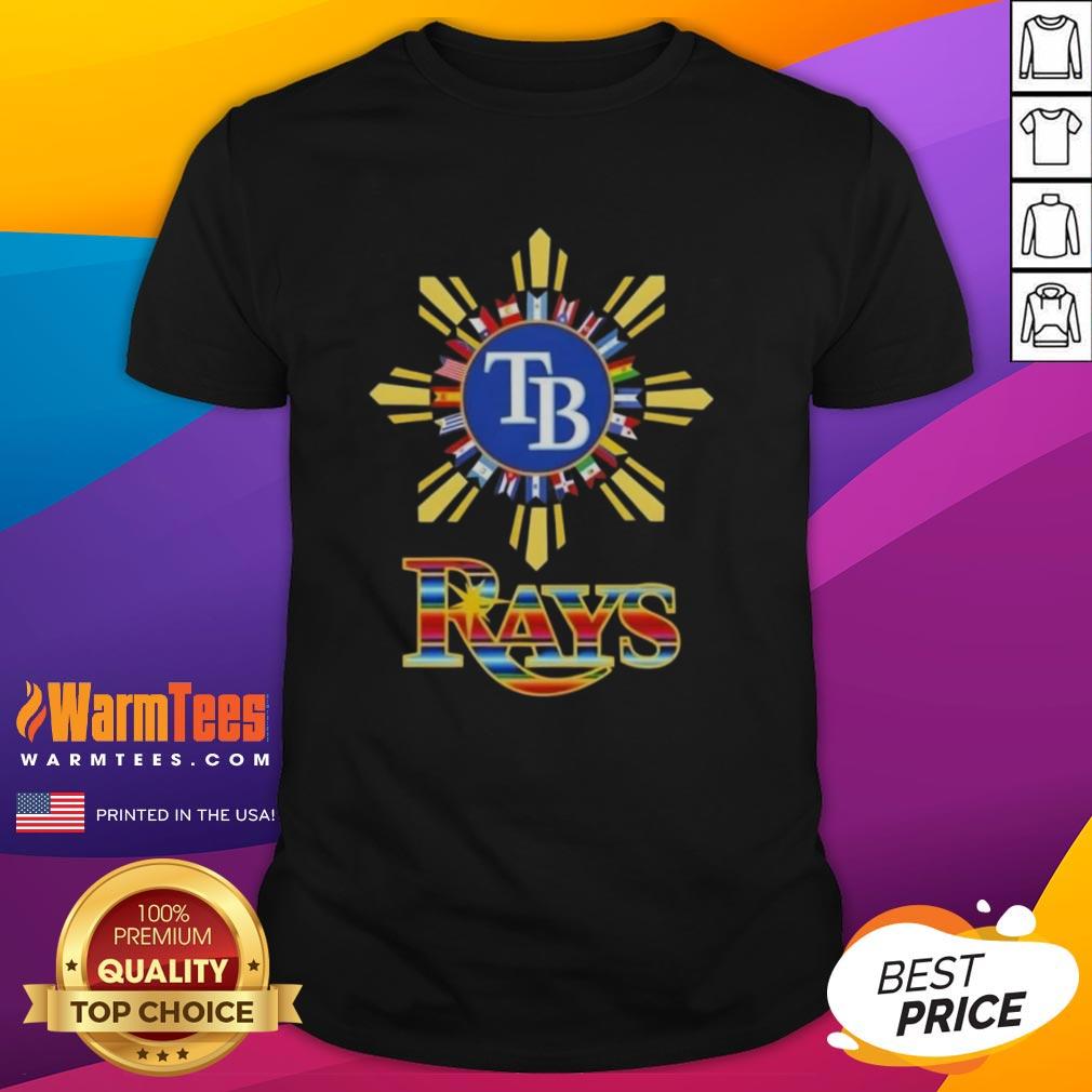 Alt Text: Official 2025 Tampa Bay Rays Baseball X Hispanic T-Shirt featuring vibrant colors and team logo for fans.