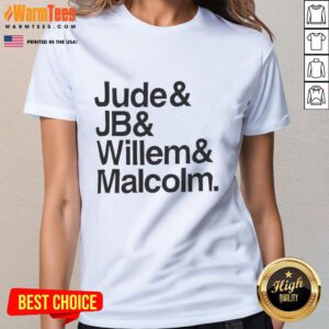 Alt Text: Official Jude JB Willem and Malcolm Ladies Tee featuring stylish design and vibrant colors for casual wear.