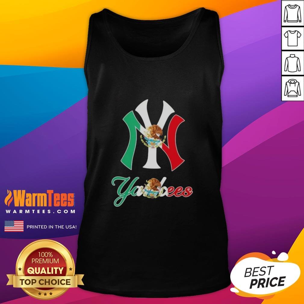 Official New York Yankees baseball tank top featuring a vibrant Mexican flag design, perfect for fans and summer wear.