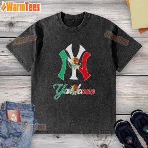 Official New York Yankees baseball t-shirt featuring Mexican flag design, perfect for fans celebrating cultural pride.