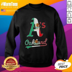 Alt Text: Official Oakland Athletics Baseball sweatshirt featuring a Mexican flag design, perfect for fans and stylish casual wear.
