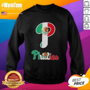 Official Philadelphia Phillies baseball sweatshirt featuring the Mexican flag design, perfect for fans and collectors.