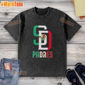 Official San Diego Padres baseball t-shirt featuring the Mexican flag design, perfect for fans and casual wear.
