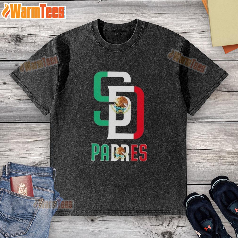 Official San Diego Padres baseball t-shirt featuring the Mexican flag design, perfect for fans and casual wear.